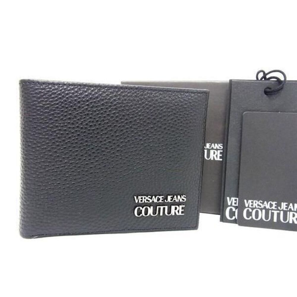 Versace Jeans Couture Leather Bi fold Wallet Black